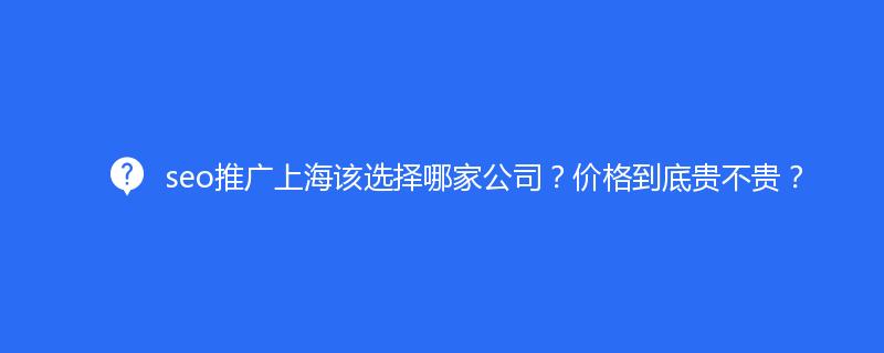 seo推广上海该选择哪家公司？价格到底贵不贵？