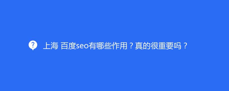 上海 百度seo有哪些作用？真的很重要吗？