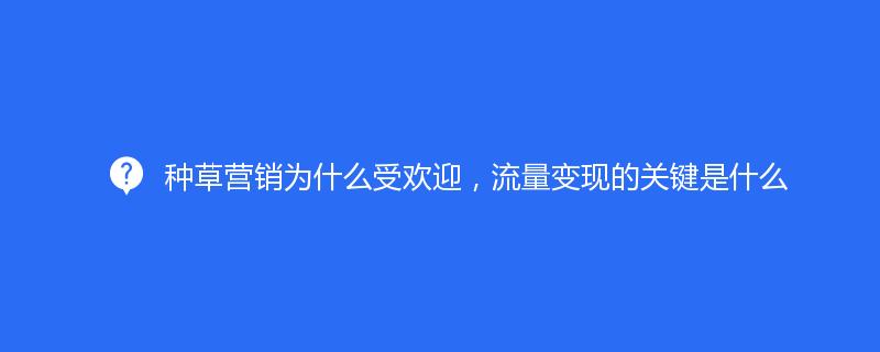 种草营销为什么受欢迎，流量变现的关键是什么