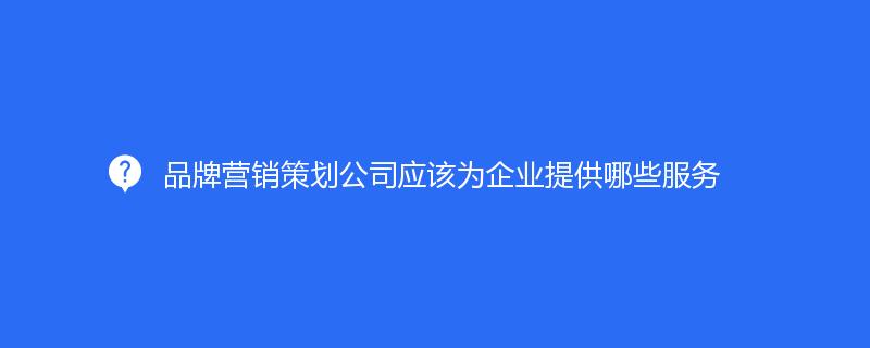 品牌营销策划公司应该为企业提供哪些服务